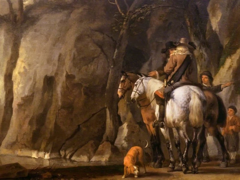 1642-Abraham van Calraet - Cavalieri in un burrone - National Trust, Petworth House